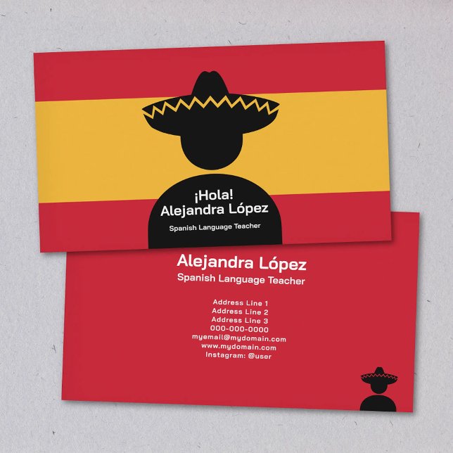 Cartão De Visita Professor de Espanhol (Spanish Teacher Business Card)