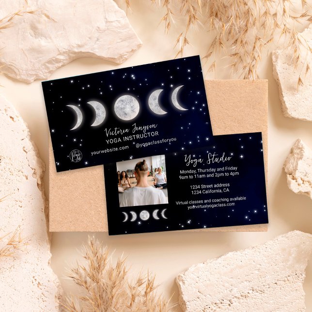 Cartão De Visita Professor de estúdio de instrutores Yoga, estrela  (Criador carregado)