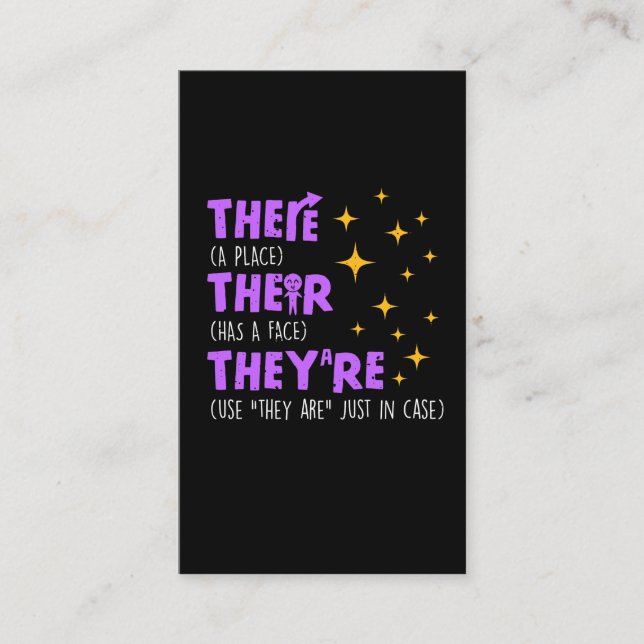 Cartão De Visita Professor de Gramática da Escola de Ensino Inglês (Frente)