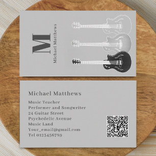 Cartão De Visita Professor de Guitarra Músico Profissional Código Q