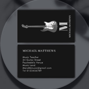 Cartão De Visita Professor de Guitarra Músico Profissional Simples 