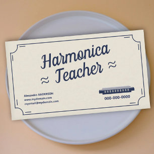 Cartão De Visita Professor de Harmônica - Vintage