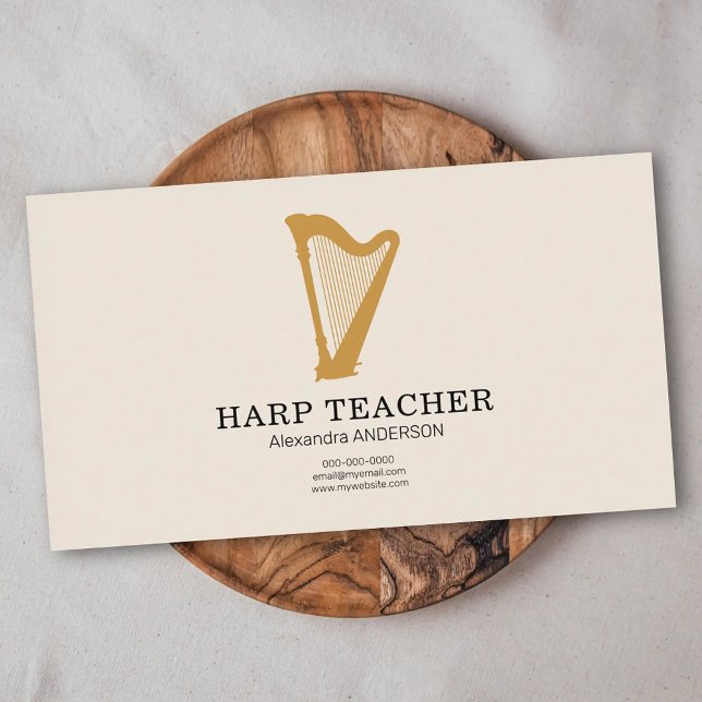Cartão De Visita Professor de Harpa (Harp Teacher Business Card)
