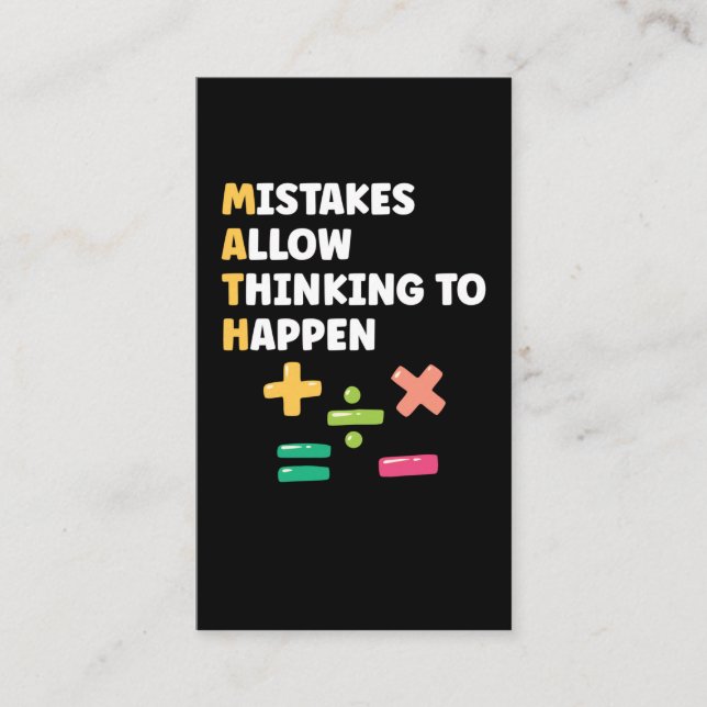 Cartão De Visita Professor de Matemática na Pré-escola Matemático (Frente)