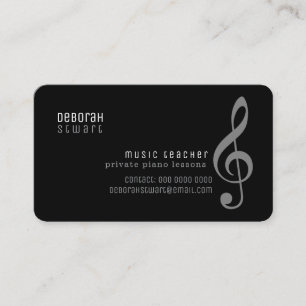 Cartão De Visita Professor de música aulas particulares preto