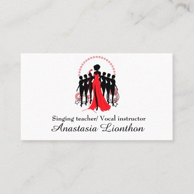 Cartão De Visita Professor de Música Cantar e Treinador Vocal (Frente)