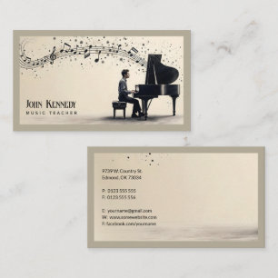 Cartão De Visita Professor de Música   Chaves de Piano