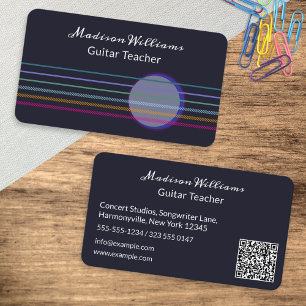 Cartão De Visita Professor de Música Colorida Guitar Strings