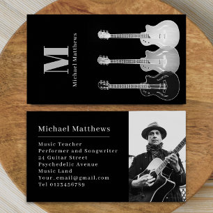 Cartão De Visita Professor de Música de Guitarra Fotografia de Músi