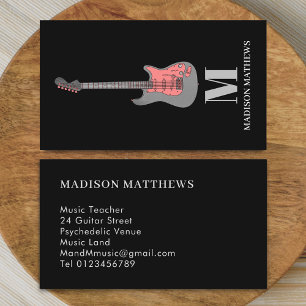 Cartão De Visita Professor de Música de Guitarra Moderna Músico Pre