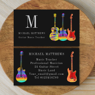 Cartão De Visita Professor de Música de Guitarra Músico Profissiona