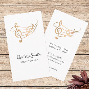 Cartão De Visita Professor de Música Dourado Elegante