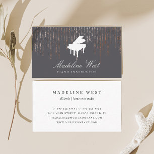 Cartão De Visita Professor de Música Elegante Rosa Dourado para Pia