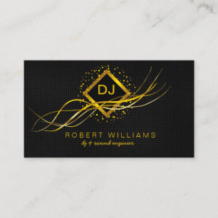 Cartão De Visita Professor de Música Faux Profissional Dourado DJ D