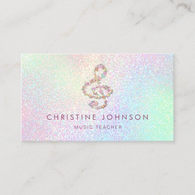 Cartão De Visita professor de música floral treble (Frente)