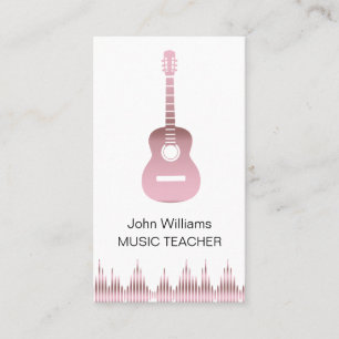 Cartão De Visita Professor de Música Guitarra Rosa de Elegante Dour