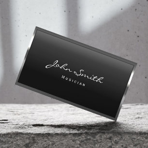 Cartão De Visita Professor de Música Moderno Metálica