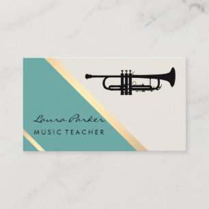 Cartão De Visita Professor de Música Musical de Trompete Retro Dou