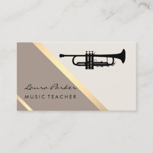 Cartão De Visita Professor de Música Musical de Trompete Retro Dou