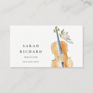 Cartão De Visita Professor de Música Músico de Guitarra de Aquarela