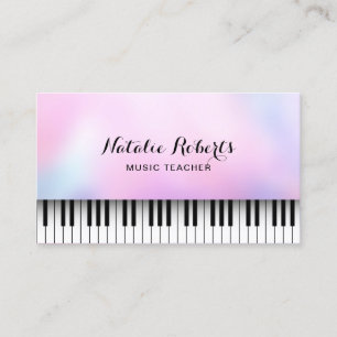 Cartão De Visita Professor de Música Piano Keys Elegante Dreamy Pi