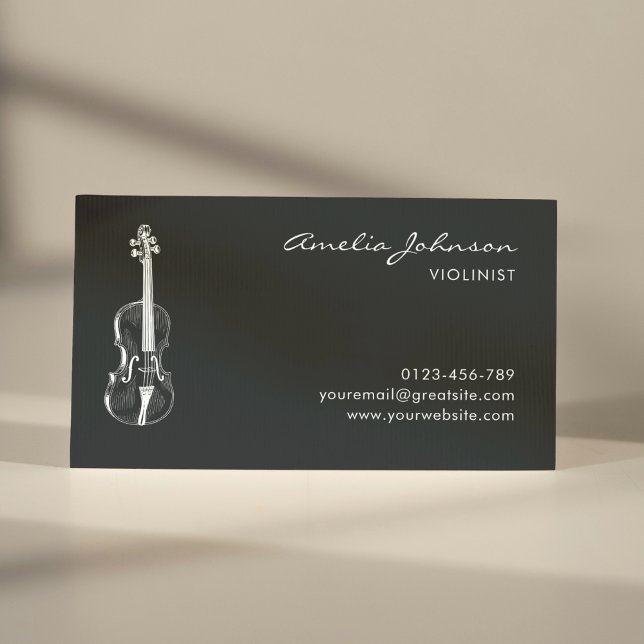 Cartão De Visita Professor de Música Profissional Elegante Violin B (Criador carregado)