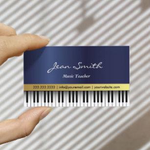 Cartão De Visita Professor de Música Royal Blue Piano Keys Elegante