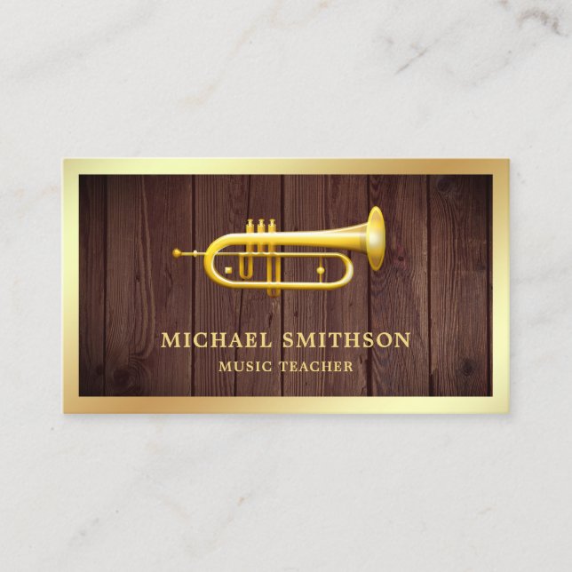 Cartão De Visita Professor de Música Russo de Folha de Ouro de Made (Frente)