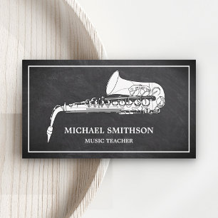 Cartão De Visita Professor de Música Saxofônica Branca do Quadro Ch