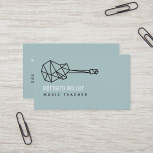 Cartão De Visita Professor de Música Simples Minimalista Dusty Blue