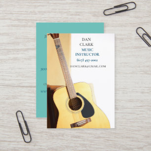 Cartão De Visita Professor de Música Teal/Músico/ Violão Acústico