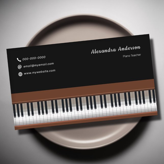 Cartão De Visita Professor de Piano (Piano Teacher Business Card)