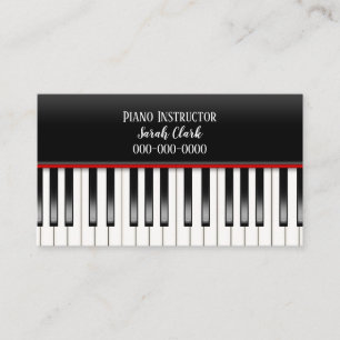 Cartão De Visita Professor de piano com teclado