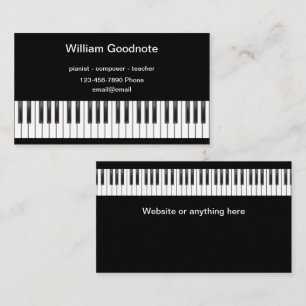 Cartão De Visita Professor de Piano Compositor Pianista Tema
