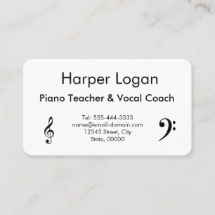 Cartão De Visita Professor de Piano e Coach Vocal