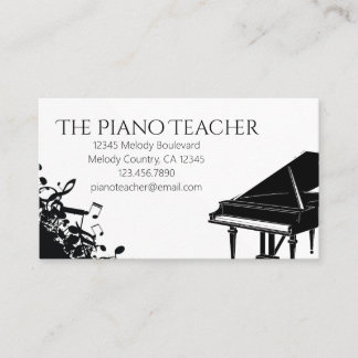Cartão De Visita Professor de Piano Pianista Músico