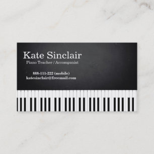 Cartão De Visita Professor de piano profissional elegante da músic