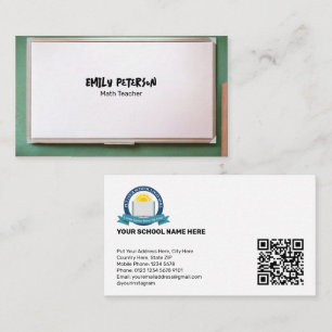 Cartão De Visita Professor de Quadro Branco com Código QR