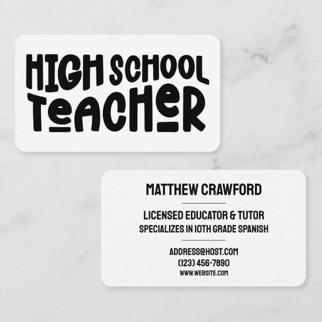 Cartão De Visita Professor de Segundo grau Simples (Frente/Verso)