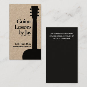 Cartão De Visita Professor de Violão legal, Guitarista Kraft Cart