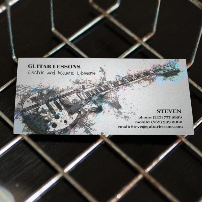 Cartão De Visita Professor de Violão | Lições elétricas e acústicas (Criador carregado)