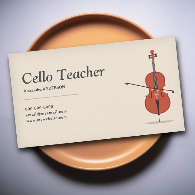 Cartão De Visita Professor de Violoncelo (Cello Teacher Business Card)
