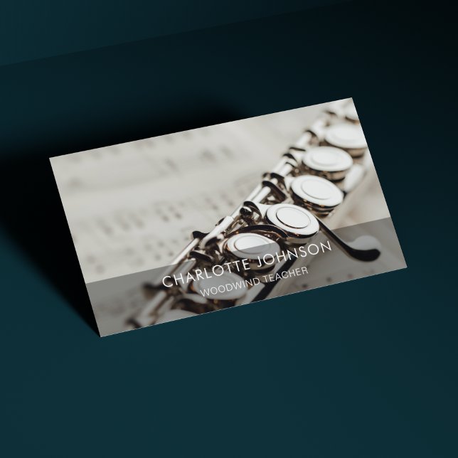 Cartão De Visita Professor de Woodwind, moderno elegante Flauta pre (Criador carregado)