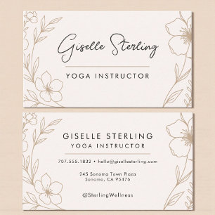 Cartão De Visita Professor de Yoga Botânico Moderno com Rubor