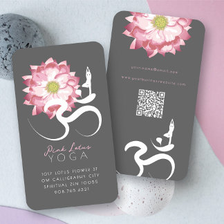 Cartão De Visita Professor de Yoga Espiritual Flor de Lótus Rosa Sí