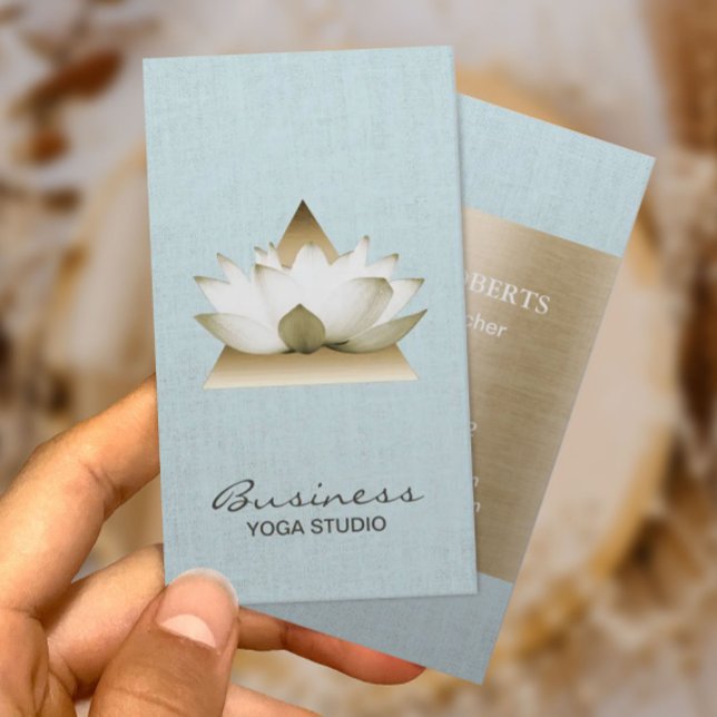 Cartão De Visita Professor de Yoga Logotipo de Lótus Dourado em Lin (Criador carregado)