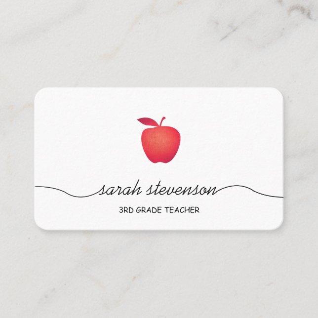 Cartão De Visita Professor Elementar da Escola de Apple Vermelha Br (Frente)