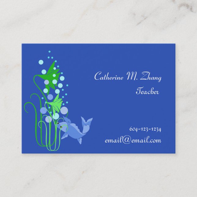 Cartão De Visita professor escolar, peixe, água (Frente)