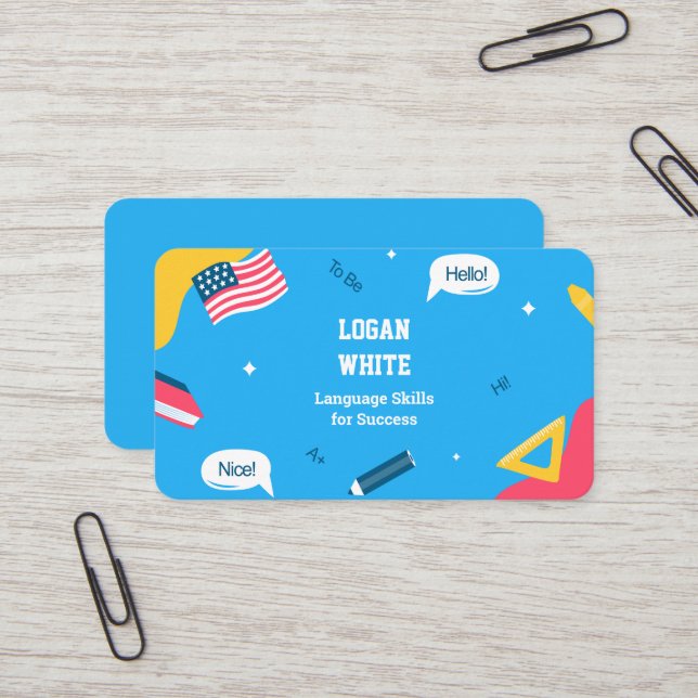 Cartão De Visita Professor Inglês Instrutor ESL (Frente/Verso In Situ)