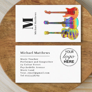 Cartão De Visita Professor Moderno de Guitarra Logotipo de Músico P